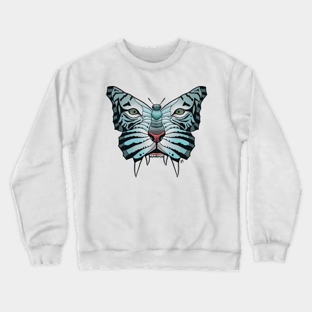 Tiger Butterfly Crewneck Sweatshirt by ams_art